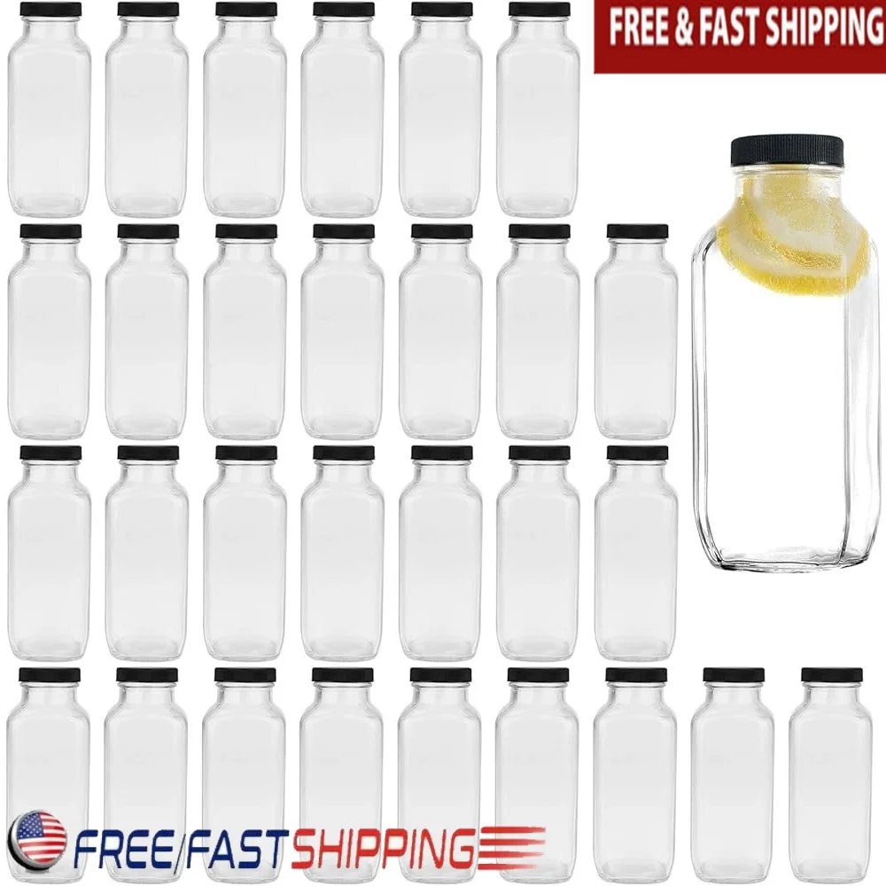 

8 oz Reusable Glass Bottles Airtight Lids Vintage Drinking Jars Perfect Kombucha Tea Juicing Smoothies Water Milk Juice Beer