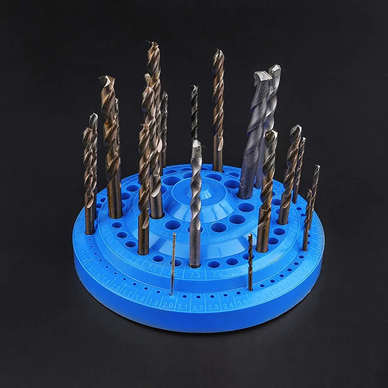 1pcs Round Shape Plastic Hard 100pcs 1-13mm Drill Bit Storage Case Stand Blue Hole Bore Plastic Organizer Container Box