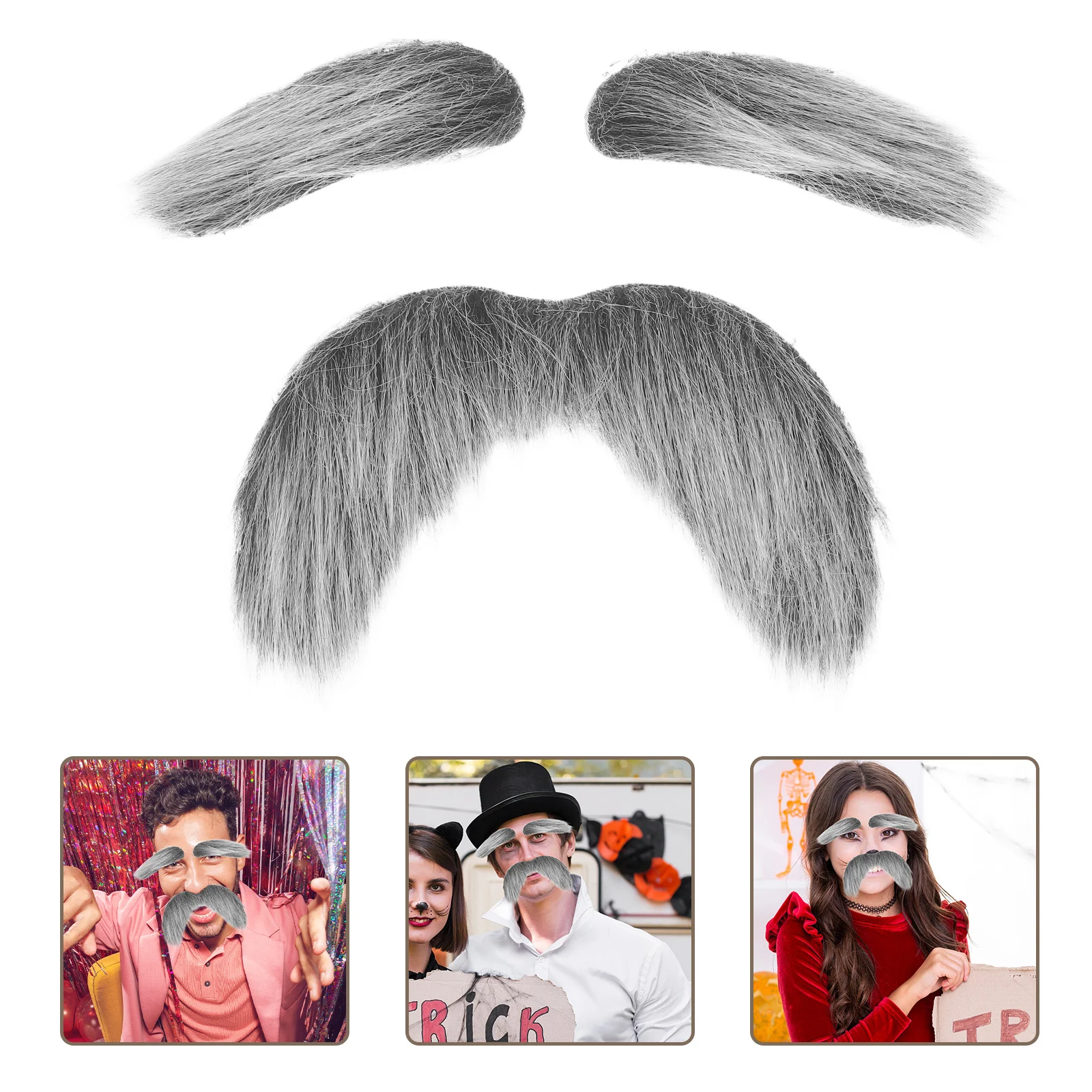

3Pcs Self Adhesive Fake Mustache Eyebrows Halloween Party Costume Thick Eyebrows Beards Men Cosplay Accessories Unique Design