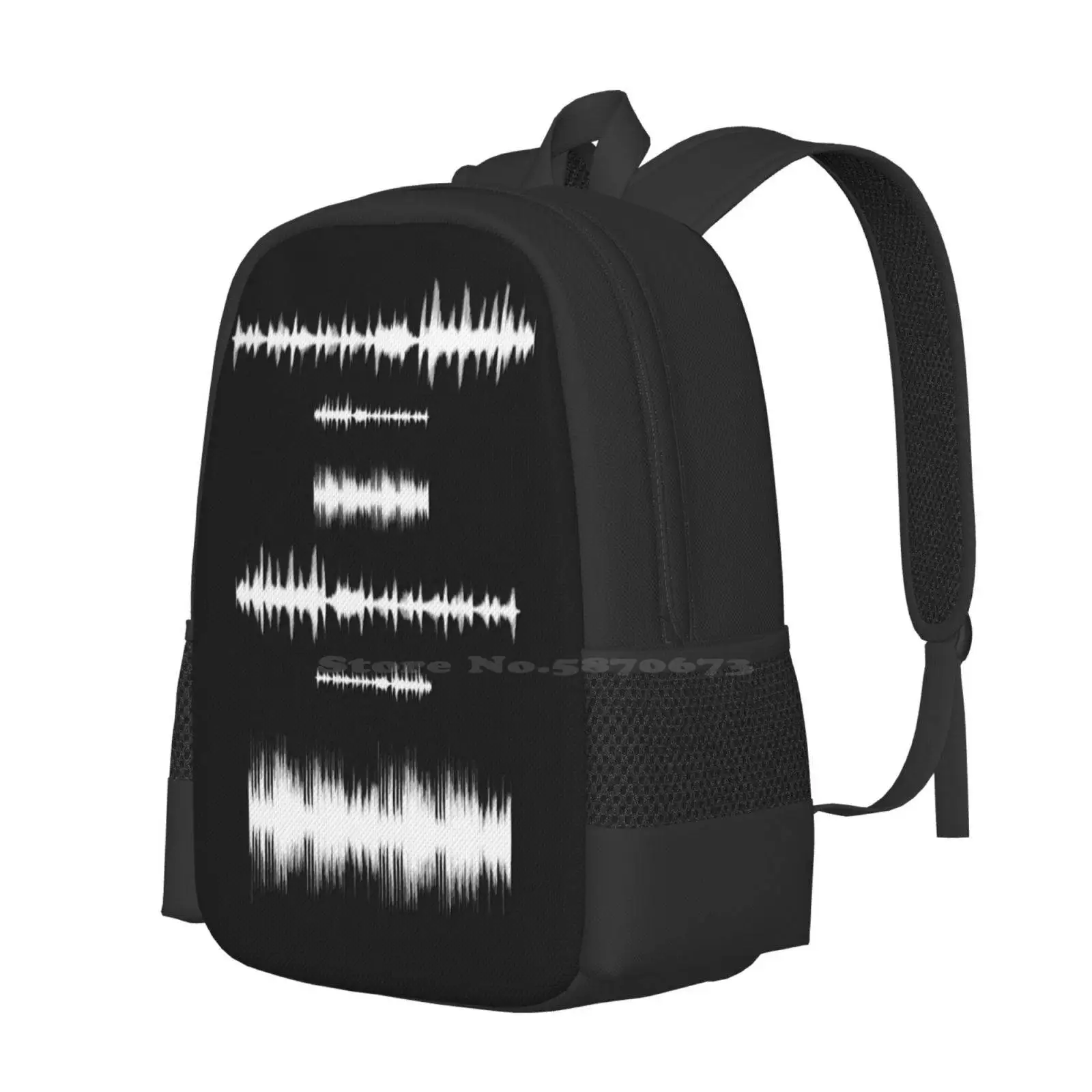 Soundwave White Backpacks For School Teenagers Girls Travel Bags Producer Business Musician Instrument Sounds Listen Tune Dj