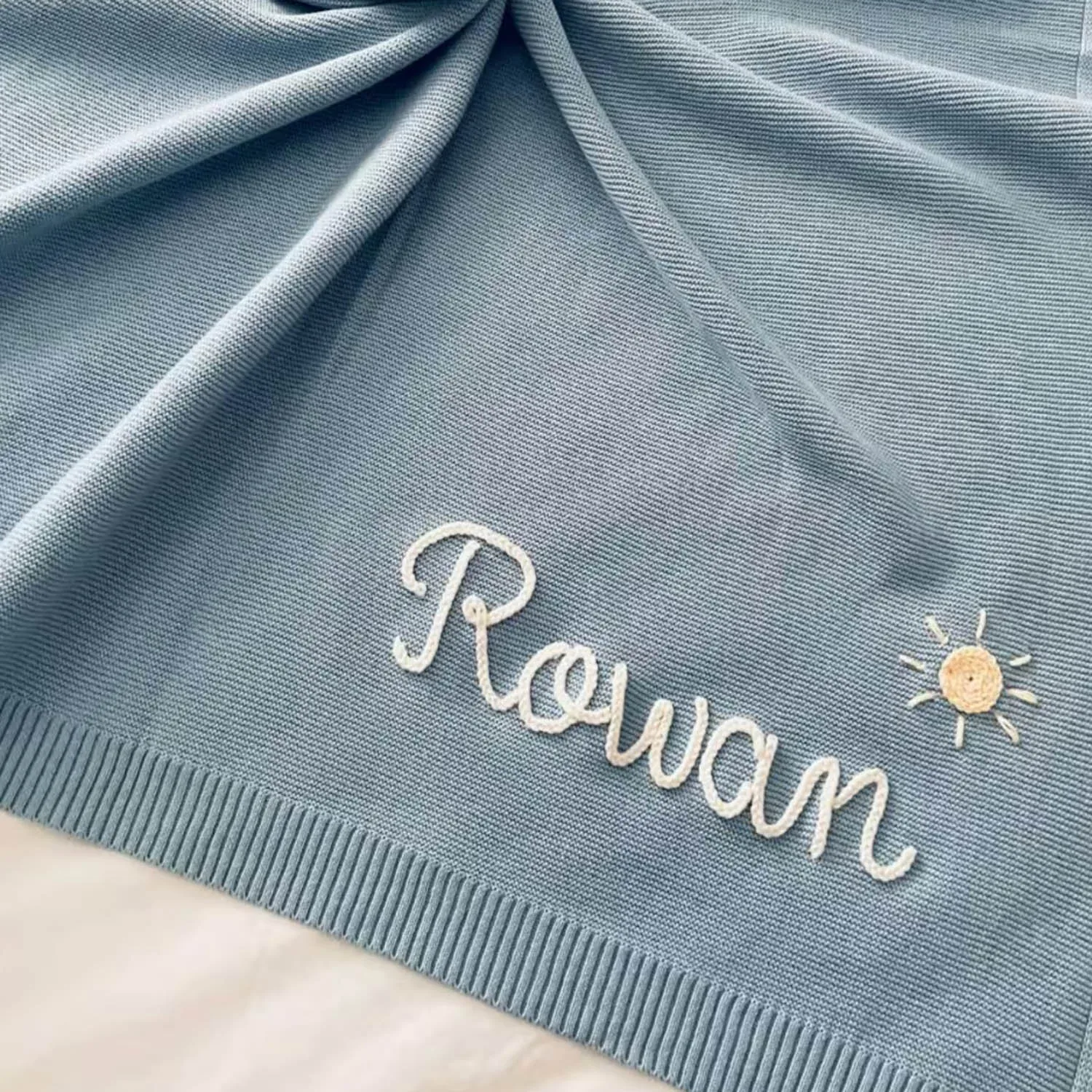 LVYZIHO Personalized Baby Blanket, Custom Hand Embroidered Baby Name, Newborn Blanket, Newborn Gift, Baby Shower Gift