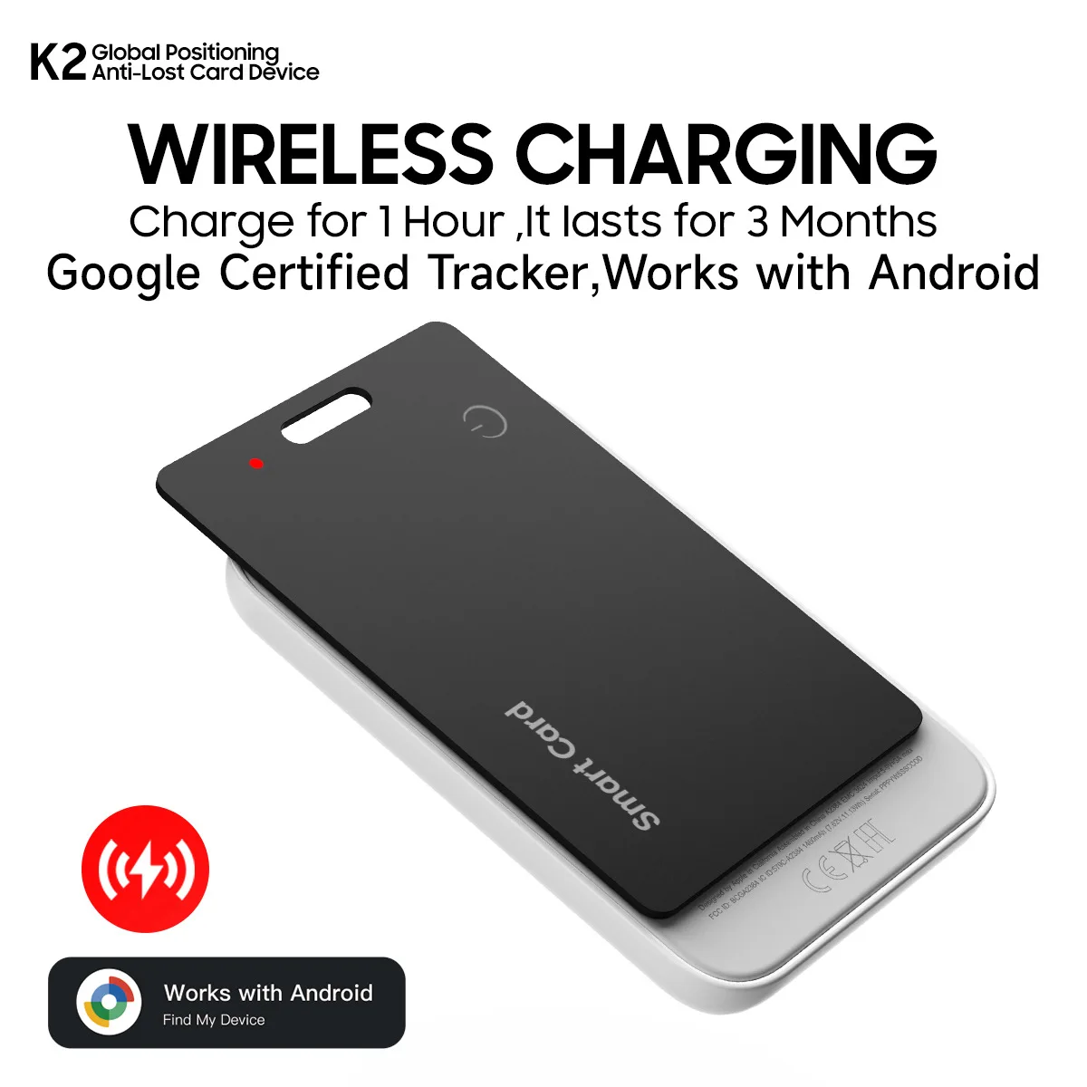 

CD Wallet Tracker для Android, карта-трекер Airtag, Google Find Hub, беспроводной перезаряжаемый локатор предметов, водонепроницаемый (IP68) смарт-трекер-метка