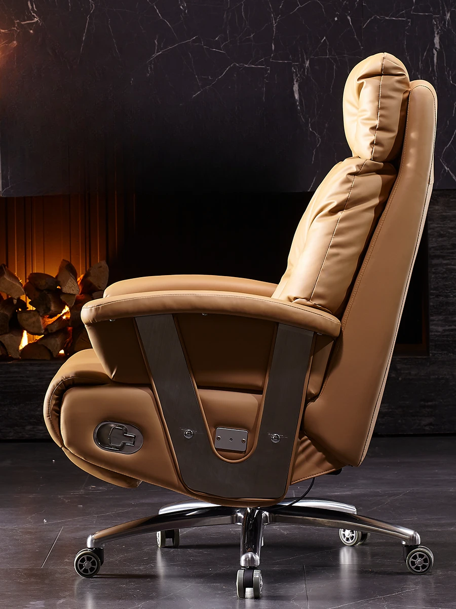 2Electric reclining boss chair, genuine leather business home computer chair, office swivel chair