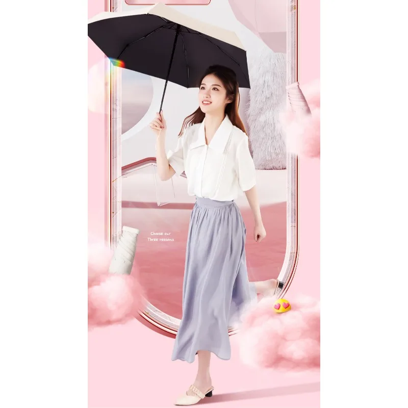 Sun Umbrella for Women Sun Protection Ultraviolet Protection Compact Portable Parasol Rain or Shine Mini Pocket Umbrella