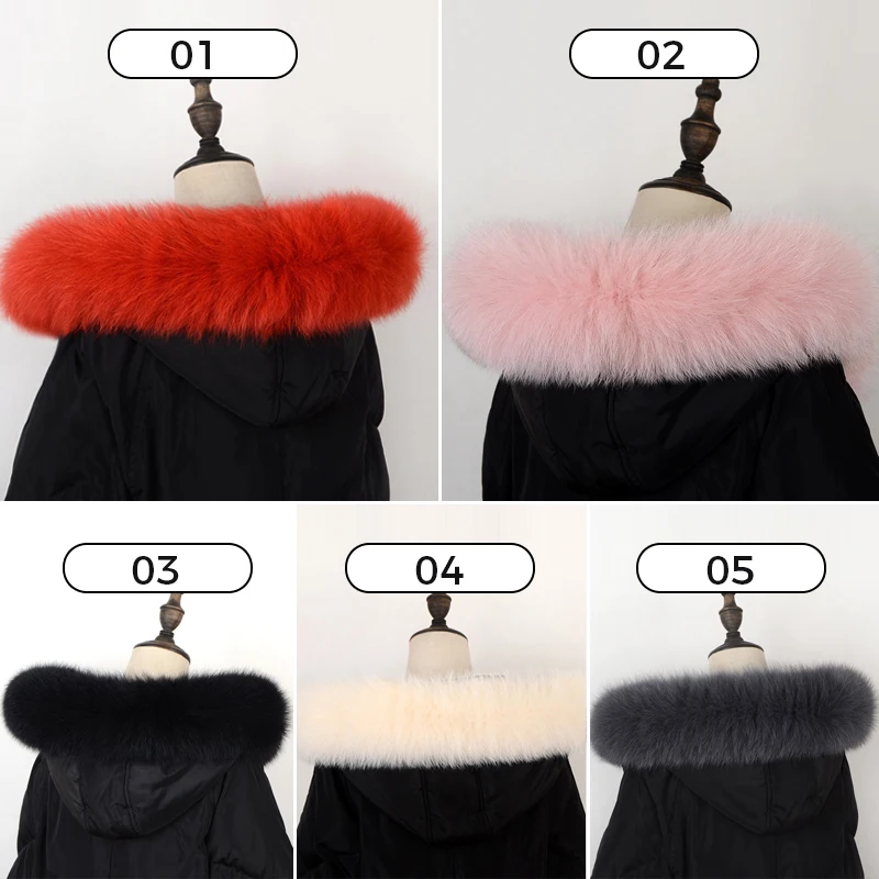 Real Fox Fur Scarf  75cm Winter Natural Fur Collar Real Fox Fur Collar Band Trimming Coat Hat Scarf Accessories Neck Wear