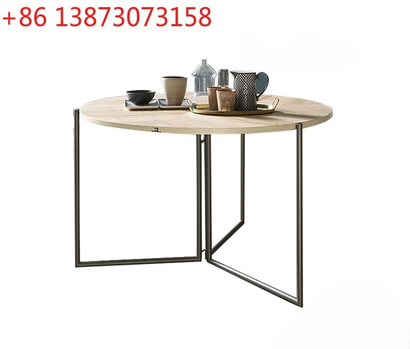 

Nordic medieval solid wood dining table multi-functional small apartment round dining table