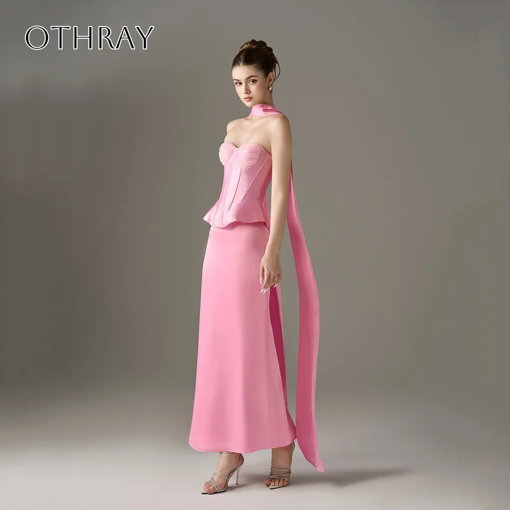 

Crepe Sweetheart Satin Sheath Homecoming Gowns Ankle Length Sleeveless Party Dresses Customized فساتين سهرة