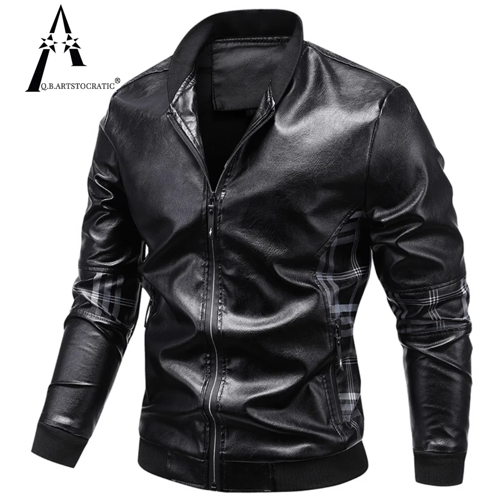 

Men Leather Jackets Autumn Motorcylce Casual Patchwork PU Jacket Mens Windbreaker Biker Slim Coat Male Leather Brand Clothing