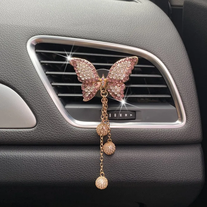 Butterfly Car Air Vent Clip Air Freshener Car Decor Air Outlet Bling Diamond Butterfly Car Accessories Interior For Woman