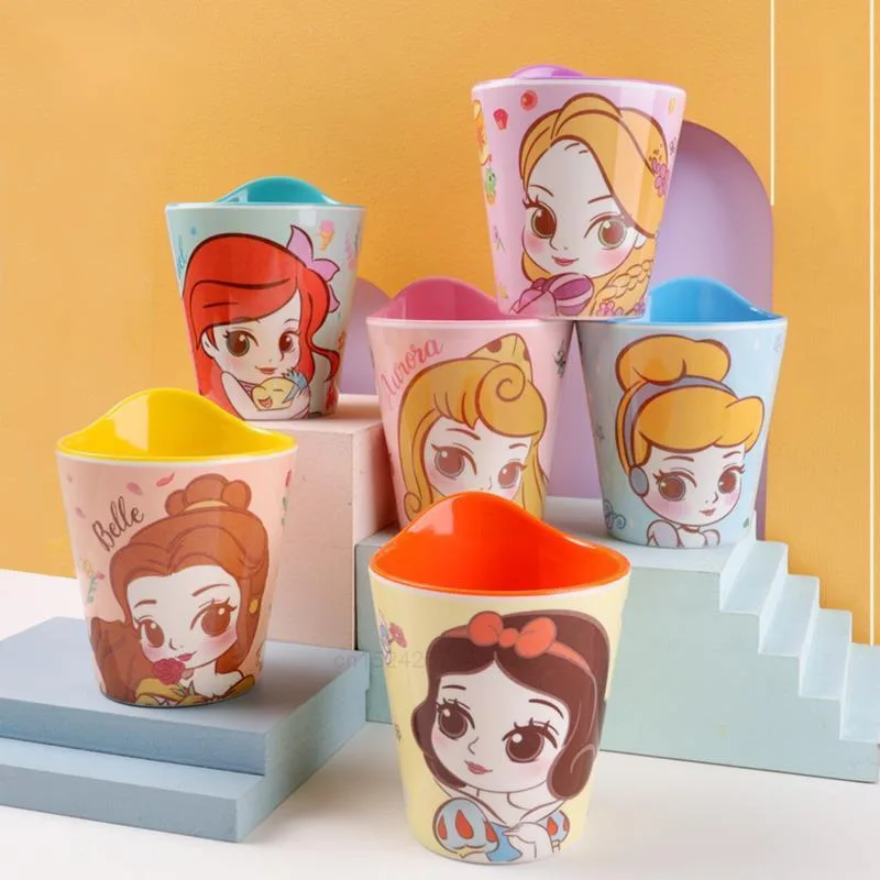 

Disney Two Color Melamine Mug Frozen Elsa Snow White Anna Cartoon Children's Water Cup 320ml Portable Milk Cup Kitchen Utensils