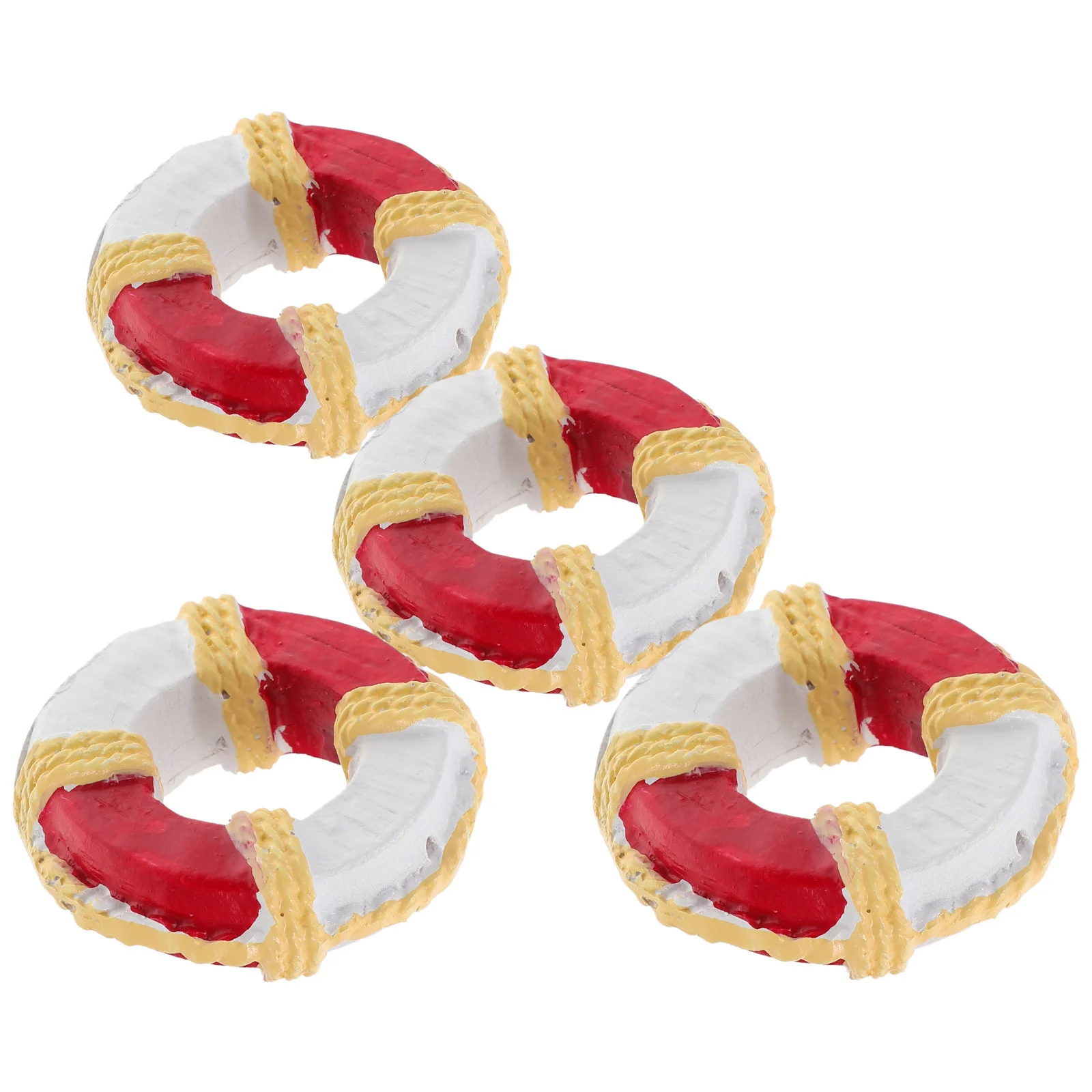 

4pcs Buoy Nautical Swim Ring Cake Topper Beach Party Decorations Home Wall Hanging Ornament Coastal Miniature