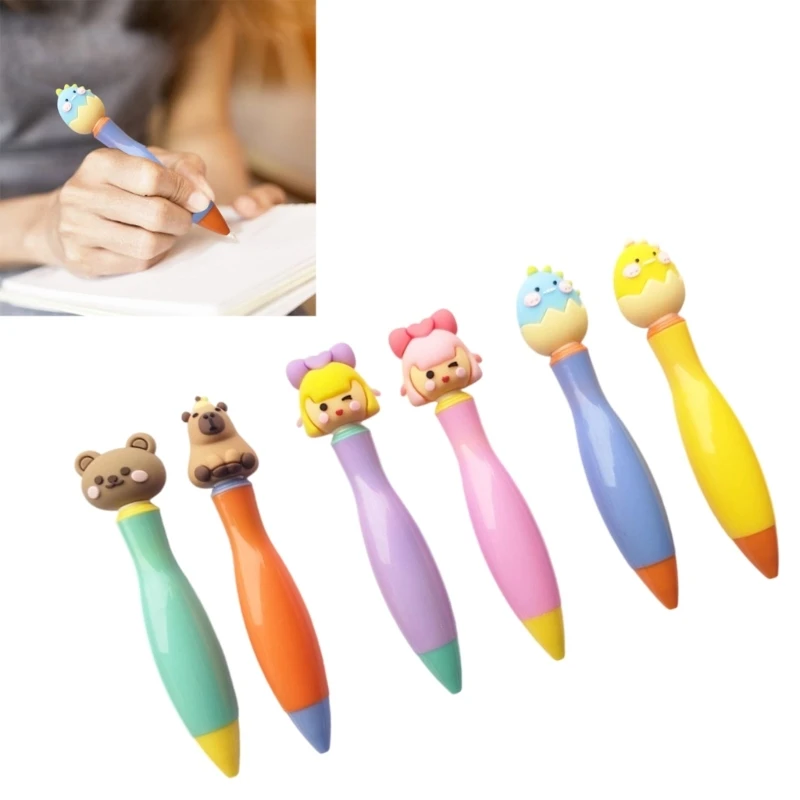 

6pcs Cartoon Pocket Ballpoint ручка смешная короткая шарика.