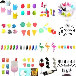 6/8/10/12pc Wine Glass Marker Mini Circle Silicone Wine Glass Marker Cup Identification Ring Recognizer Label Rubber Marker Tool