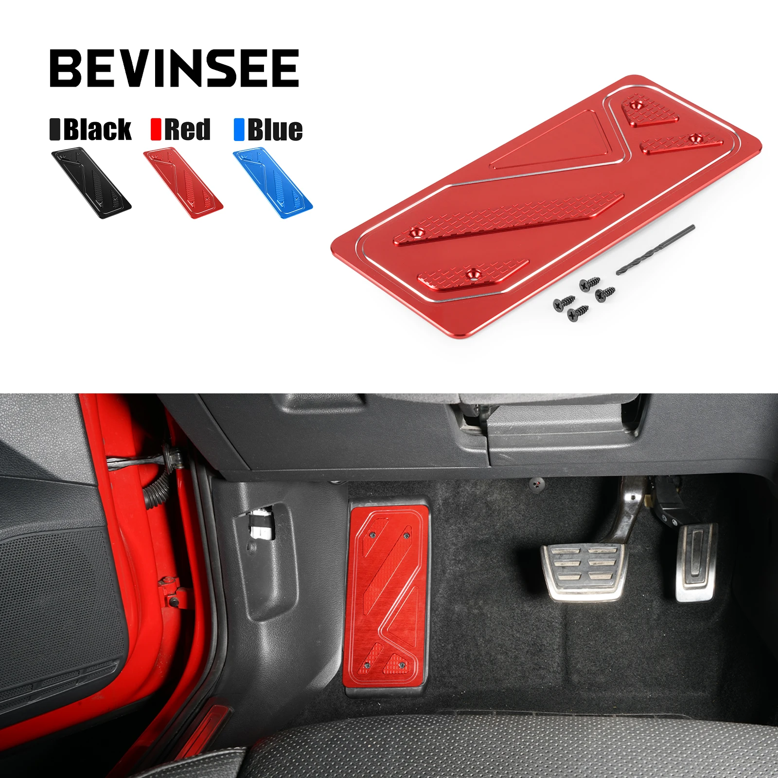 

BEVINSEE Aluminum Foot Rest Pedal Cover Dead Pedal Left Hand Drive For VW For Golf MK7 MK8 For Audi A3 RS3 8V For Seat Leon 5F