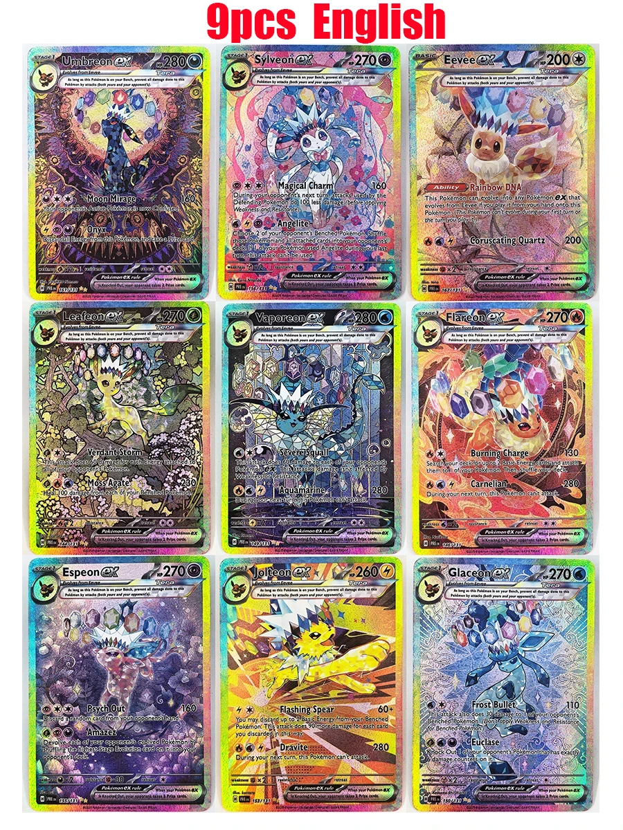 PTCG PRE Umbreon Eevee Sylveon Leafeon Glaceon Spielzeug Hobbys Sammlerstücke Spielesammlung Anime-Karten