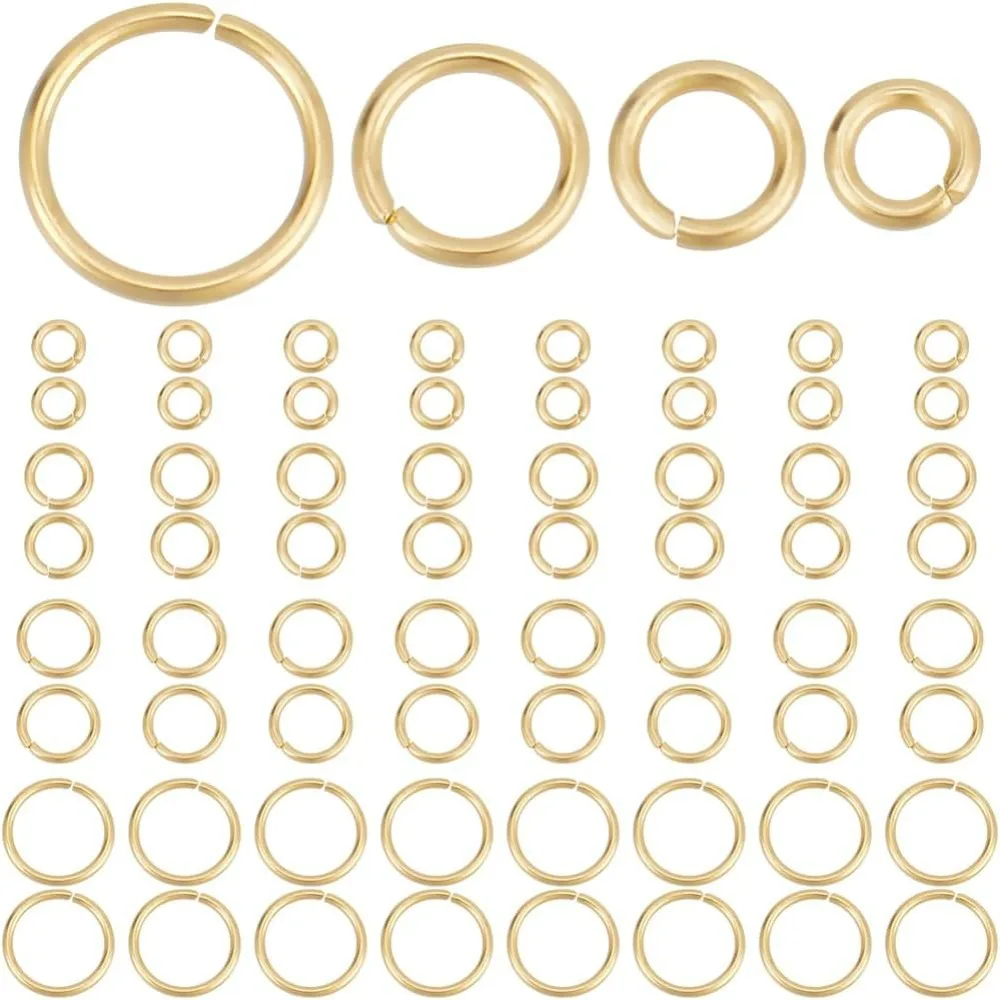 1 Box 600Pcs 4/5/6/8mm Open Jump Rings 18K Gold Plated Stainless Steel Single Loop Jump Ring Round Connector Rings for Bracelet