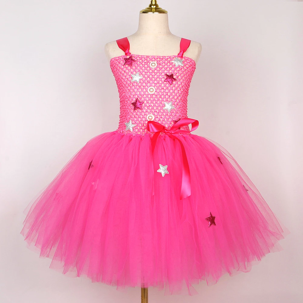 Girls Fashion Hot Pink Princess Costume Western Cowgirl Fancy Tutu Dress with Cowboy Hat Square Scarf Kids Carnival Party Outfit view 3