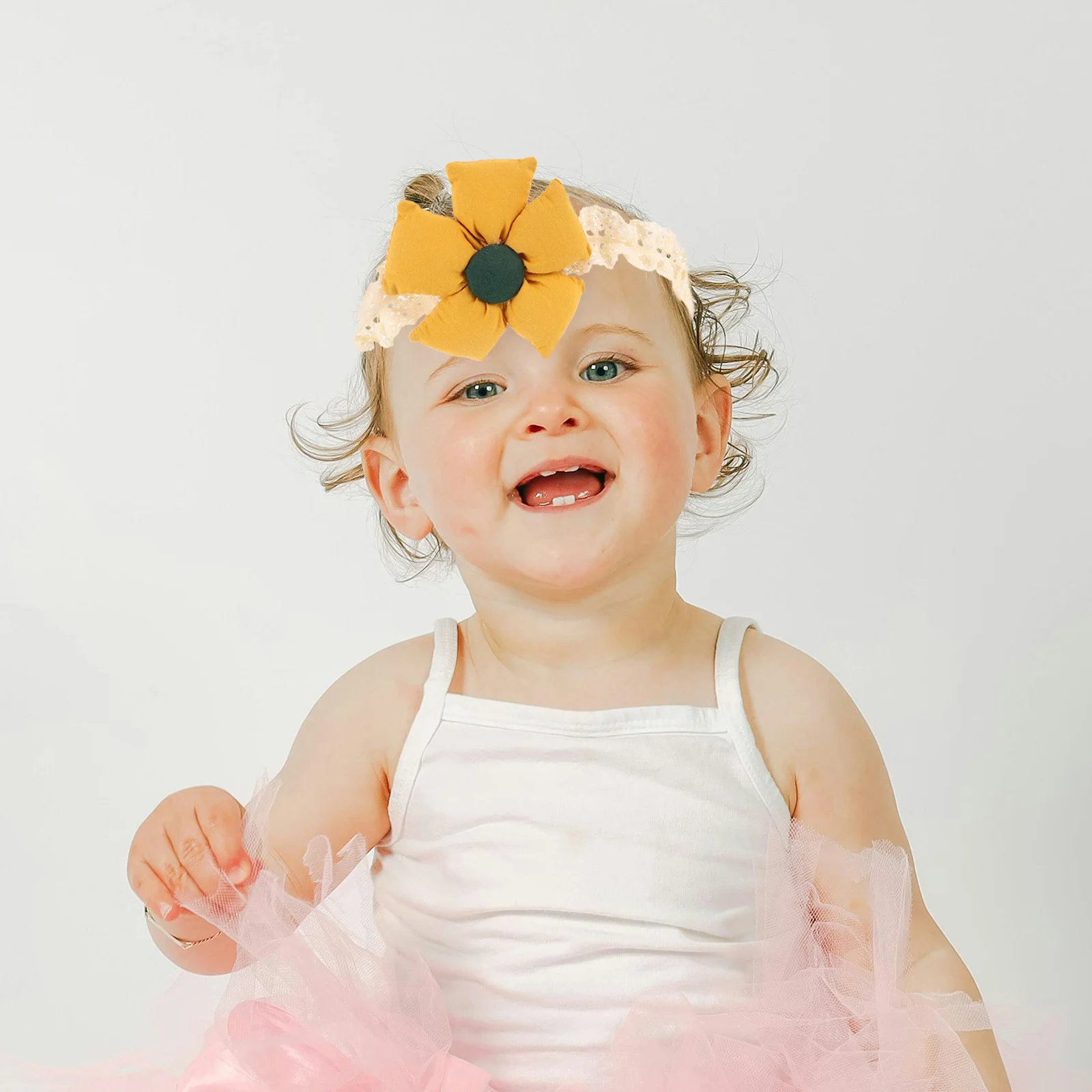 عصابات رأس للفتيات الصغيرات إكليل عباد الشمس وإكليل زهور مرن ناعم لحديثي الولادة وحفلات أعياد الميلاد