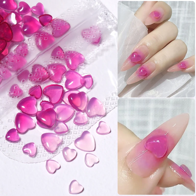 100/50/20pcs Mixed Size Love Jewelry Nail Charms Heart Nail Art Decoration 3D Butterfly Nail Parts For DIY Manicure Accessories