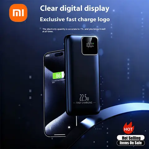 샤오미 2025 50000mAh 3C 대용량 모바일 파워뱅크 22.5W 고속 충전 디지털 디스플레이 화면 아이폰 삼성용