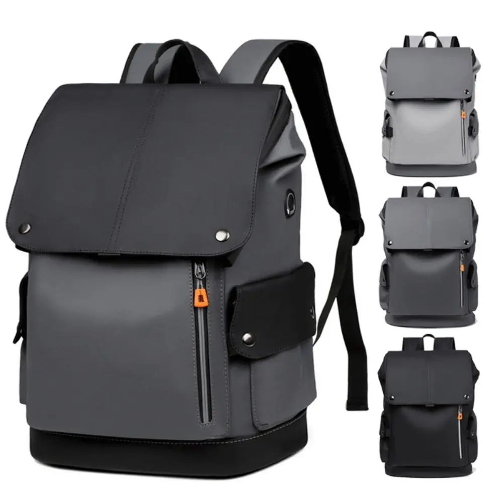 

PU Leather Men's Laptop Backpack Waterproof Large Capacity Business Computer Bag USB Charging Foldable Travel Backpack