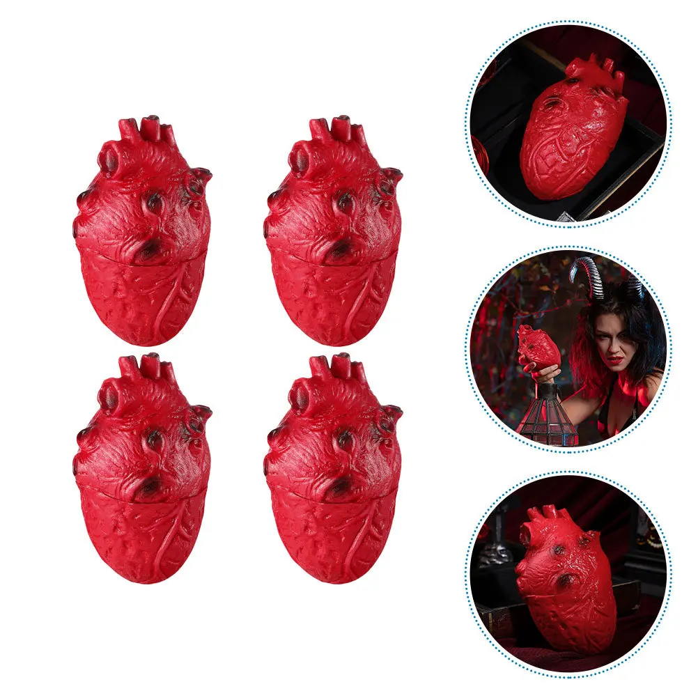 

4Pcs Simulation Bloody Heart Scary Halloween Party Props Fake Organs Decoration Realistic Haunted House Ornament