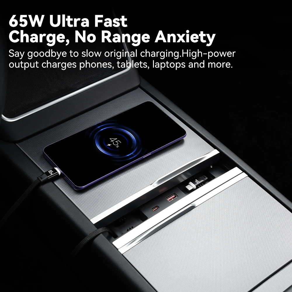 YZ Per Nuova Tesla Model 3 Y YL Highland Juniper, Caricatore Rapido 65W, Dock di Espansione USB, Hub Intelligente, Stazione di Aggancio