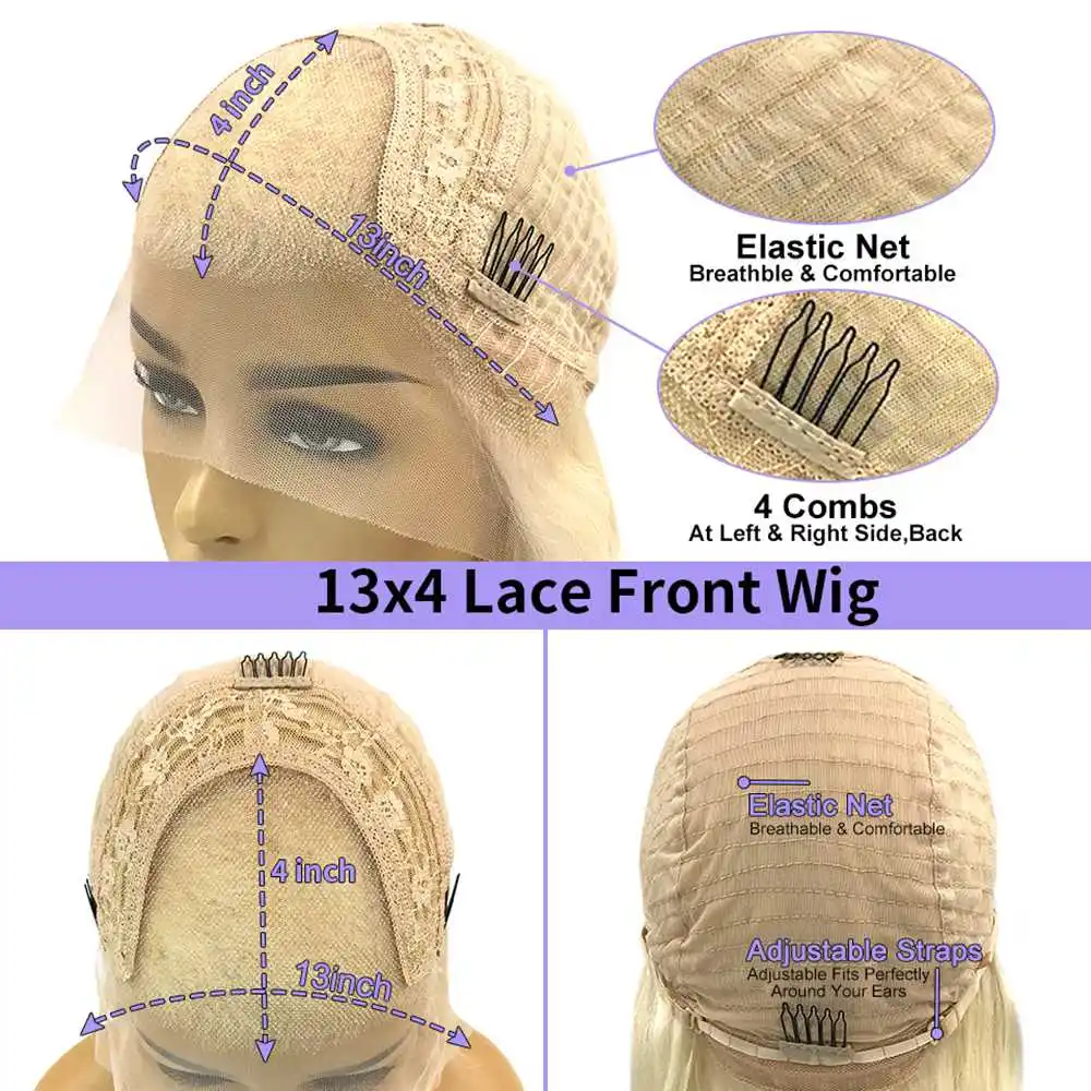 Light Pink Colored Straight Brazilian Remy Human Hair Lace Frontal Wigs 13x4 Transparent Lace Front Wig For Woman On Sale