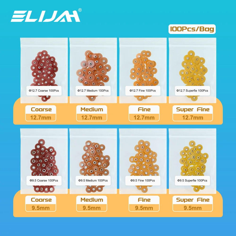 

ELIJAH Dental 100Pcs Discs Finishing Polishing Discs Polisher For Composites Ceramics Glass Lonomer Restorations With Mandrel