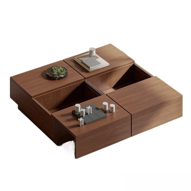 New solid wood coffee table multi-functional retro coffee table combination