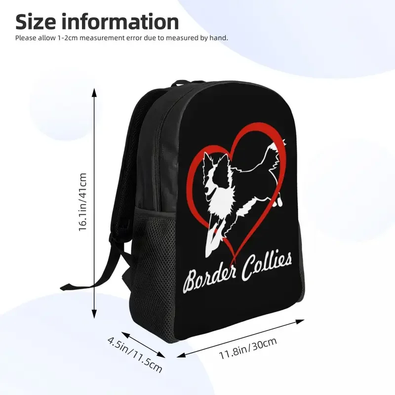 Mochilas de amor Border Collies para hombres y mujeres, resistente al agua, colegio universitario, perro, bolsa para mascotas, bolsas de libros estampadas