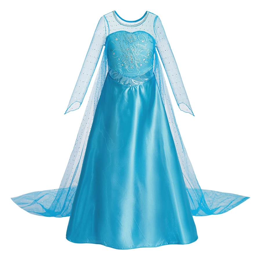 Girls Princess Dress Up Set Snow Queen Cosplay Costume Children Carnival Party Fancy Dress Halloween World Book Week Outfit