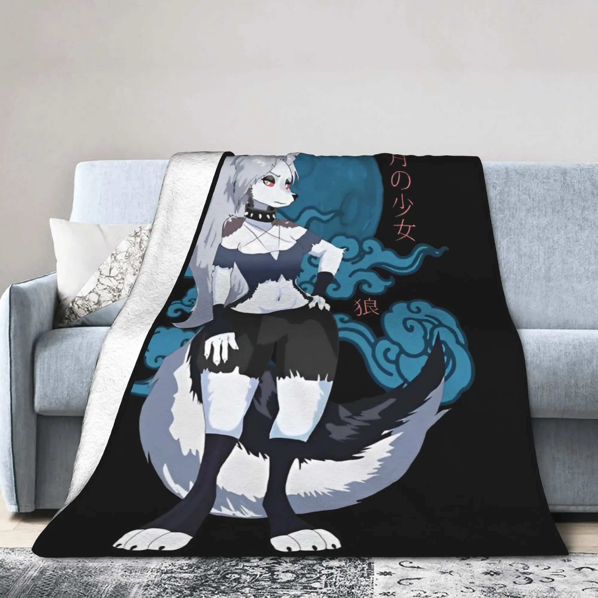 Loona Wolf  Flannel Blankets  Vintage Throw Blankets for Home Hotel Sofa  150*125cm Rug Piece,