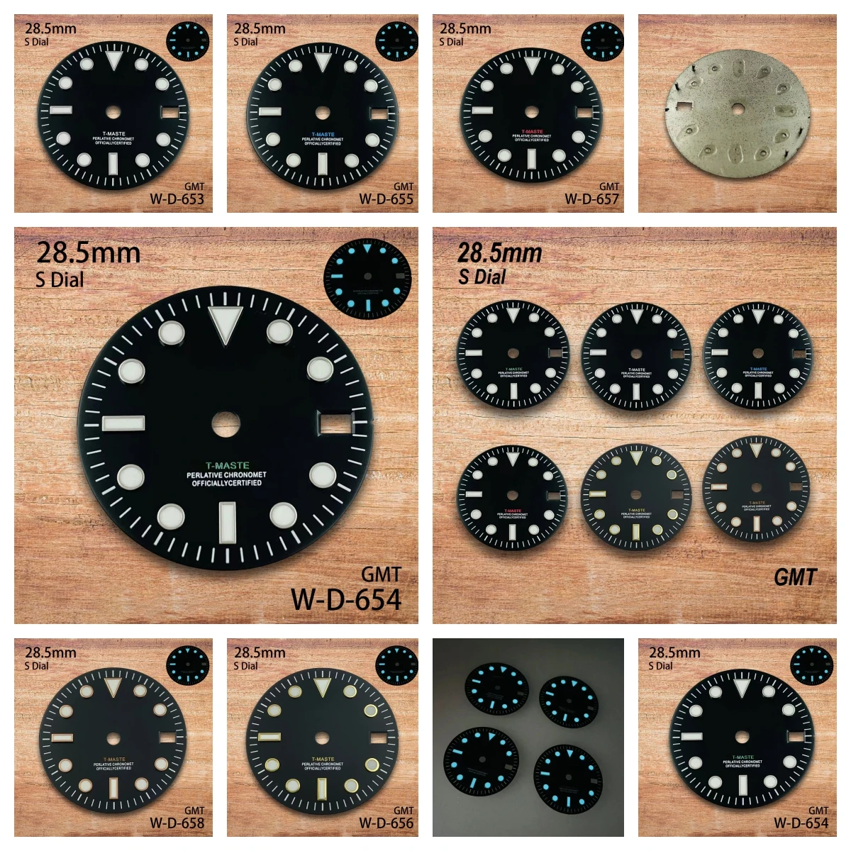 

28.5mm Print S Logo GMT Dial Fit NH34 Japanese Movement Ice Blue Luminous Watch Modification Accessories