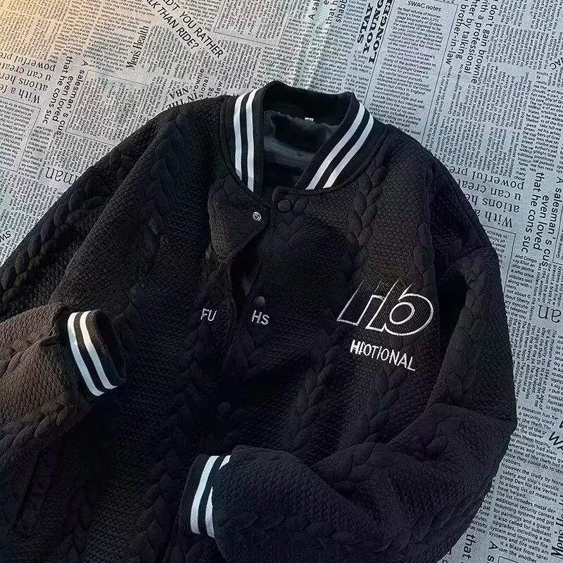 

Men's Knitted Workwear Jaet Baseball Collar Loose Fit Long Sve Autumn Winter Large Size 250 Pou Couple's Casual Coat