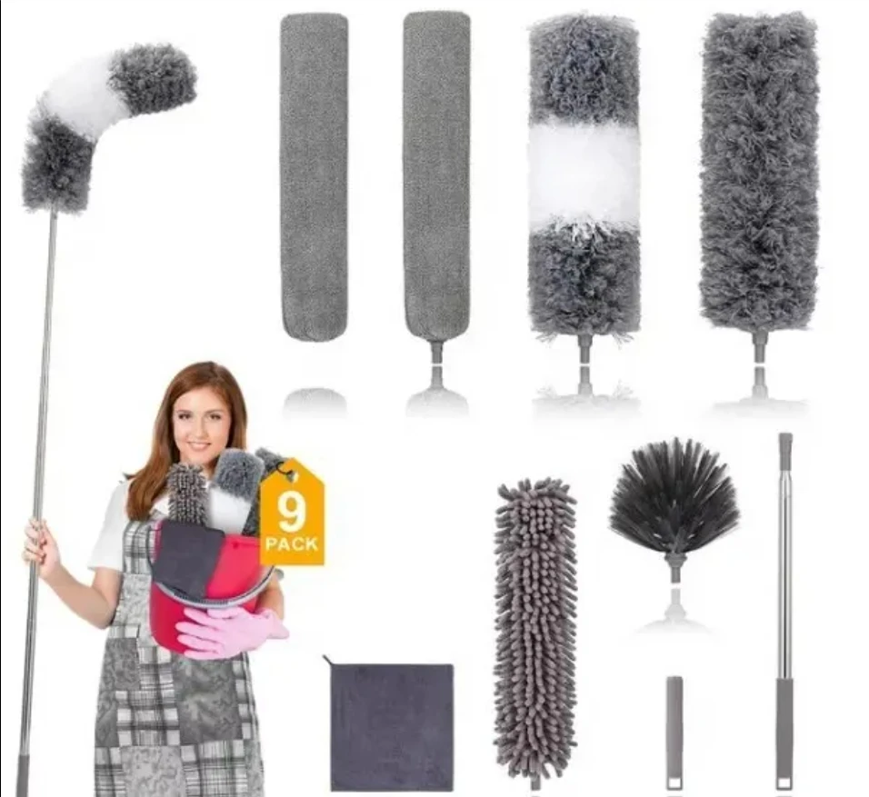 

9 dust collectors for cleaning, with extension rods, extendable, bendable, and washable dust collectors
