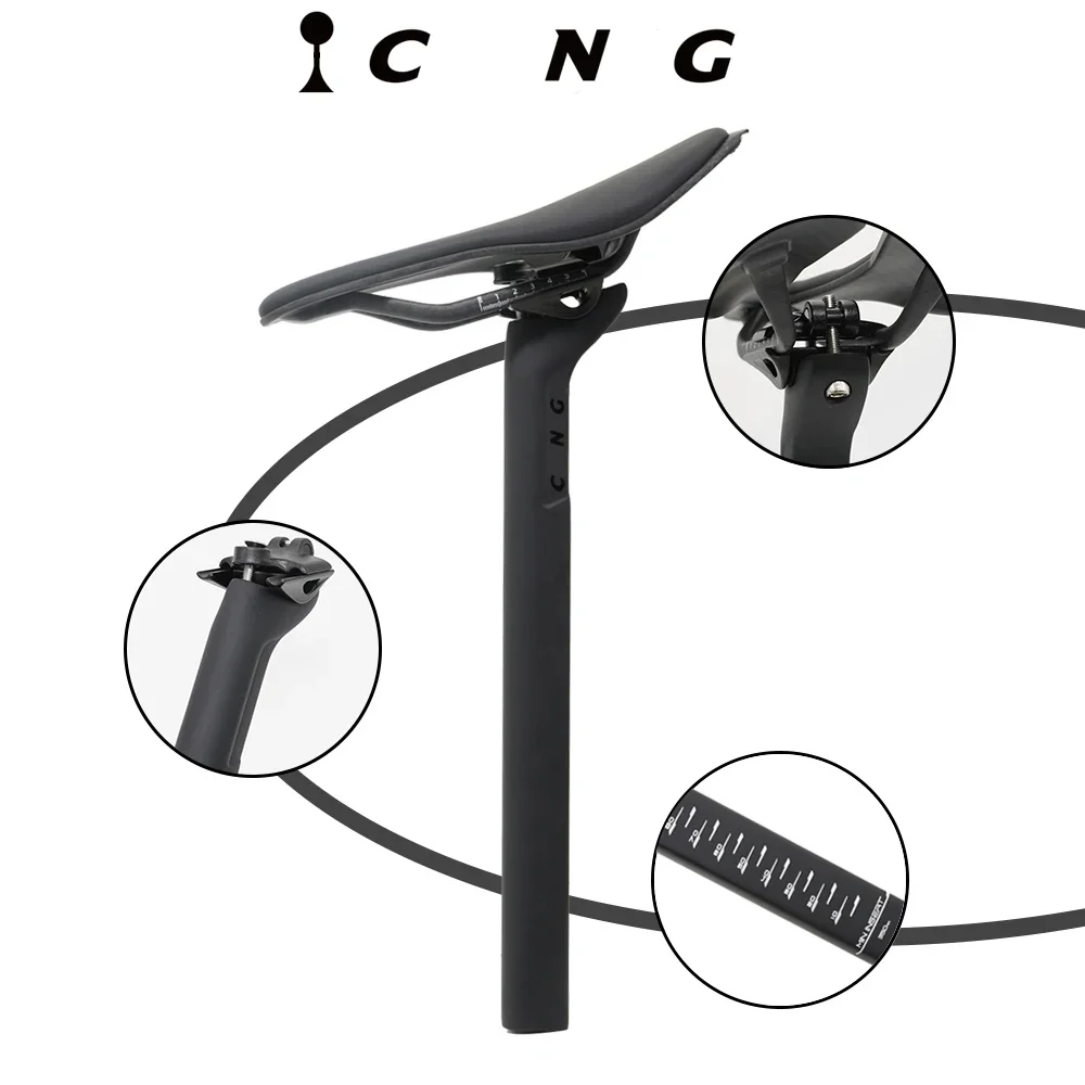 CNG Matte Black Carbon Fiber Bicycle Seat Post 15mm Offset Length 350mm for Colnago V2-R/ C64/V3RS/ V3/C68 V4Rsand Other Models