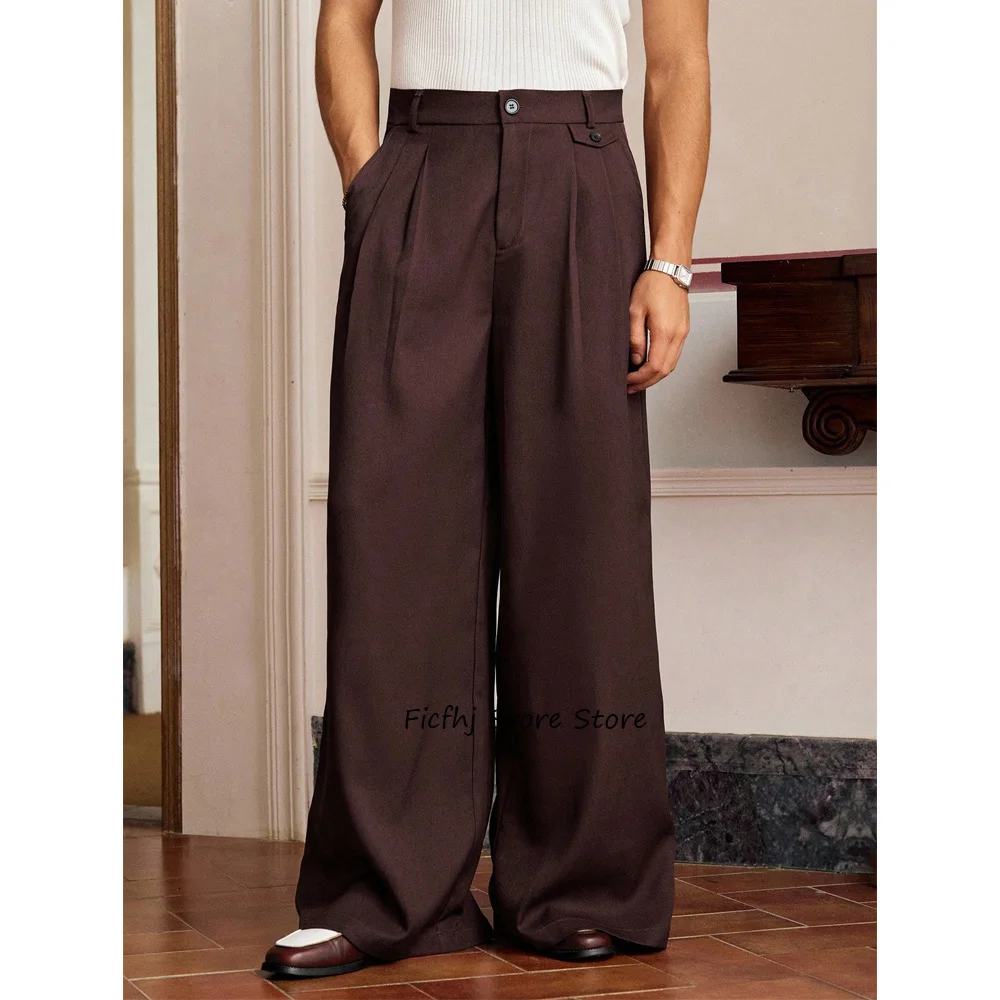 

Классические мужские брюки, брюки для мужчин, удобные однотонные брюки из полиэстера, повседневная свободная прямая рабочая одежда по индивидуальному заказу