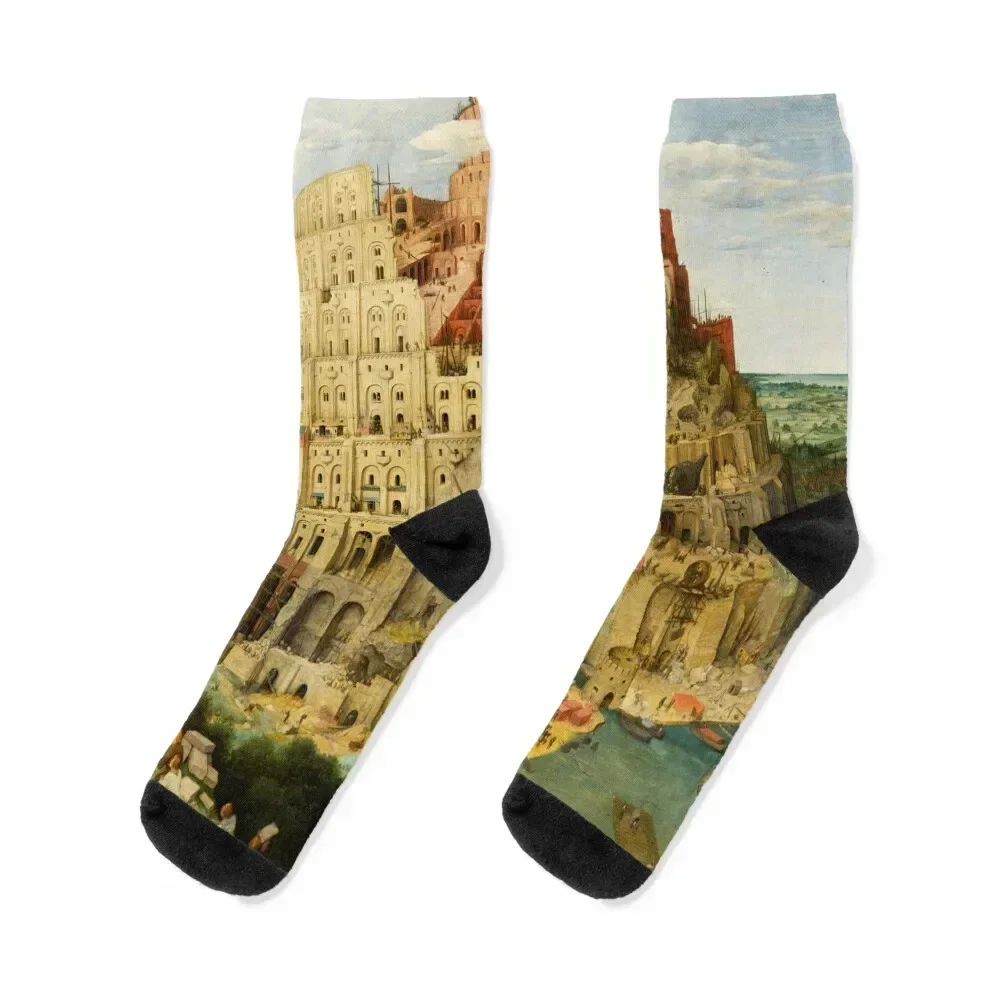 

The (Great) Tower of Babel. Pieter Bruegel the Elder. Socks colored cartoon valentine gift ideas floral Women's Socks Men's