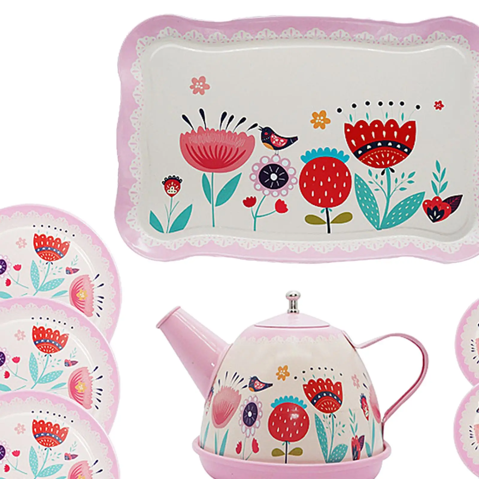 Kids Tea Set Pretend Play Toy Afternoon Tea Playset for Girls Birthday Gift