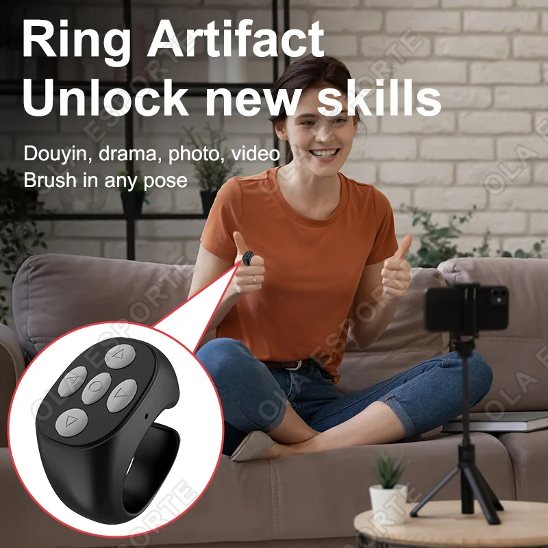 Wireless Bluetooth Mobile Selfie Lazy Artifac Tiktok Remote Control Ring Mobile Phone Bluetooth Controller t For ios android