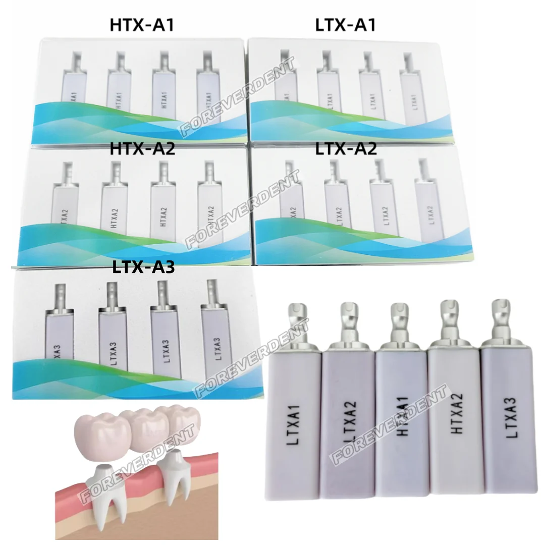 4 pcs/Box Dental CEREC B40 Blocks Lithium Disilicate CAD CAM Bridge Crown Veneers HTX/LTX-A1 A2 A3