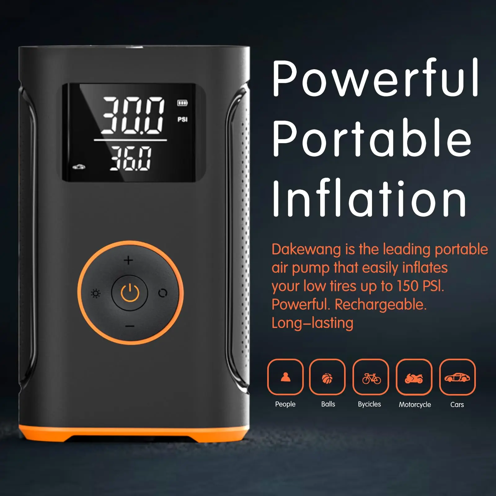 Tecianro Tire Inflator Portable Air Compressor - Bike Tire Pump - 20000mAh&160 PSI Cordless Electric Car Air Pump with LED Light