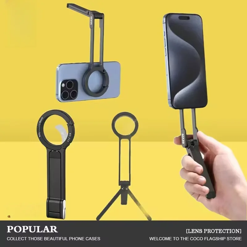 

Carabiner-Mounted Phone Tripod for IPhone 16 15 14 Plus 13 12 Pro Max Dual-sided Magnet Tripod Desk Mount Phone Handle