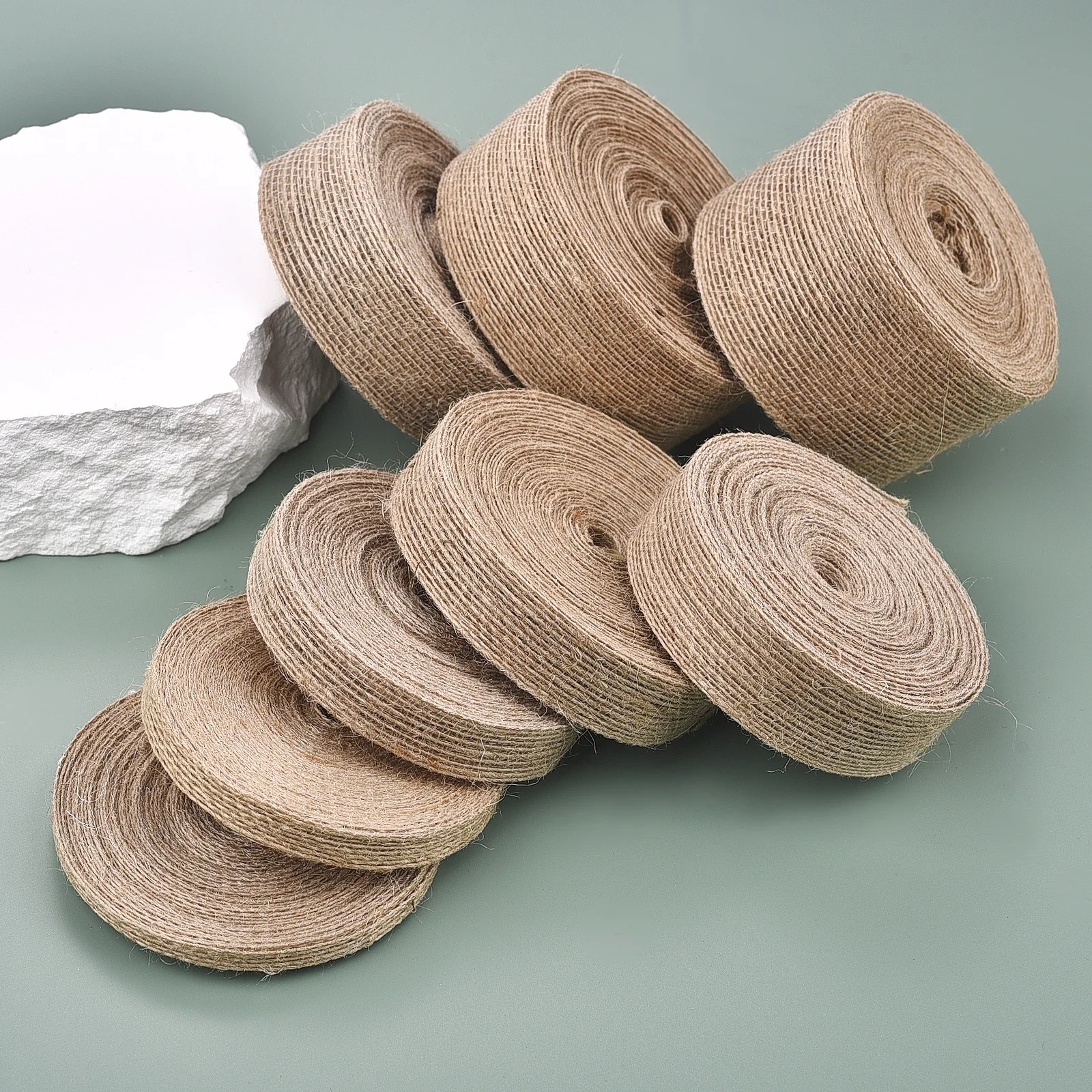 

10m 6mm-50mm Natural Vintage Jute Burlap Ribbon For Weddings Belt Strap Floristry Party Christmas Decoration DIY Gifts Packing