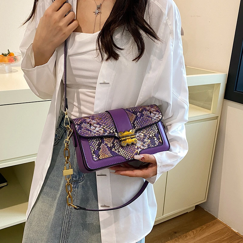 Purple Crossbody Bags For Women 2024 Luxury Brand Square Bag Leather Handbags Small Bags Designer Ladies Underarm Shoulder Bags