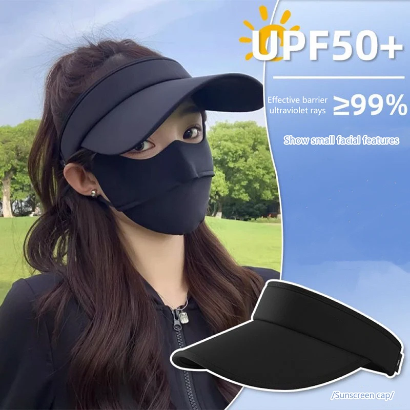1PC Outdoor Riding Sports Shades Long Brim Ice Silk Sun Hats Men Women Empty Top Baseball Cap Sunscreen Uv Protection Visors