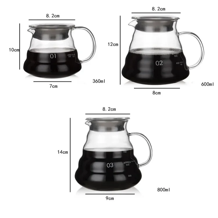 

-For Heat-resistant 360ml Glass Coffee Pot Home Hand Drop Coffee Server Coffee Pot