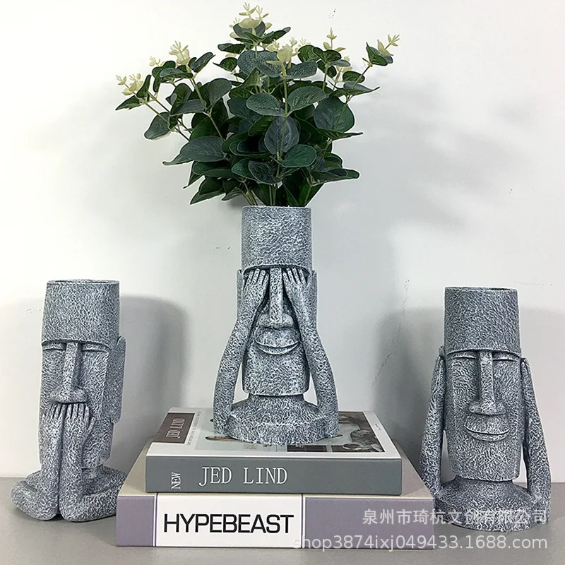 Easter Island stone ornaments, home bedrooms, living rooms, entrances, TV cabinets, tabletops, vase decorations