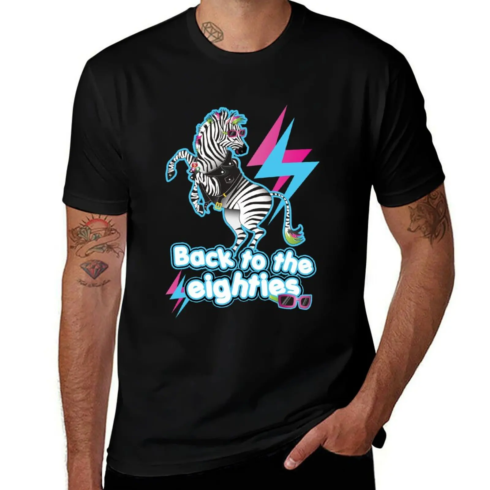 Camiseta Punk Rock Zebra de los años 80 - Época disco rock grunge de la generación X - Camiseta con estampado de animal bailarín, talla grande, corte holgado